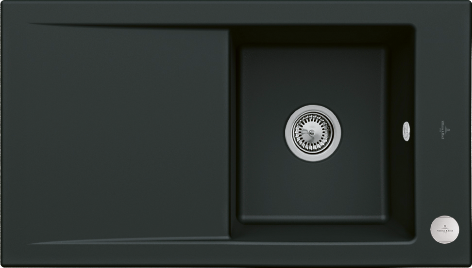 Villeroy & Boch Timeline 50 Built-in sink included Waste system with pop-up waste system, of Ceramic, 900x510mm, Pure Black