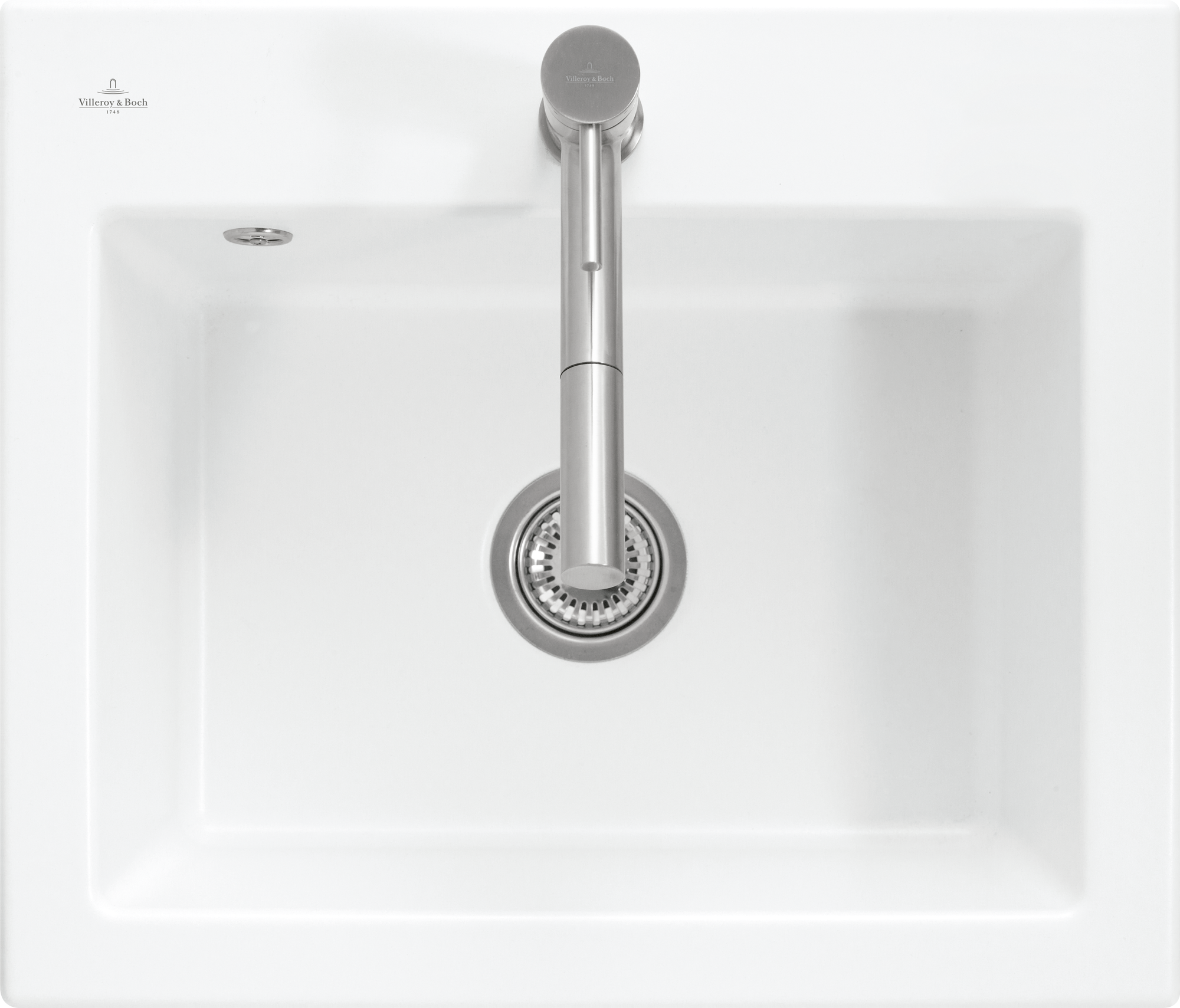 Villeroy & Boch Subway 60 S Inbouwspoelbak inclusief Afvoergarnituur met afvoergarnituur met handbediening, van Keramiek, 600x510mm, White Alpine CeramicPlus