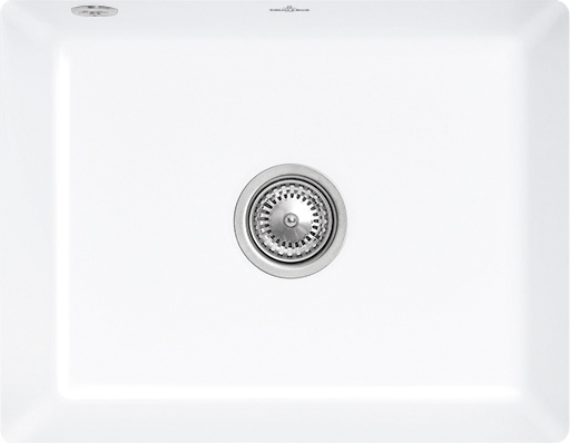Villeroy & Boch Subway 60 SU Unterbauspüle inklusive Ablaufgarnitur mit Handbetätigung, aus Keramik, 545x440mm, Weiß Alpin CeramicPlus