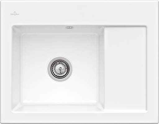 Villeroy & Boch Subway 45 Compact Inbouwspoelbak inclusief Afvoergarnituur met afvoergarnituur met handbediening, van Keramiek, 650x510mm, White Alpine CeramicPlus
