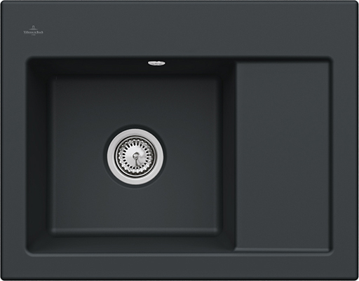 Villeroy & Boch Subway 45 Compact Évier à encastrer inclus Vidage avec vidage manuel, en Céramique, 650x510mm, Pure Black
