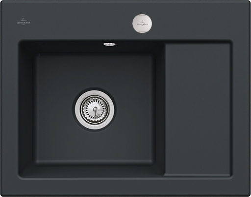 Villeroy & Boch Subway 45 Compact Built-in sink included Waste system with pop-up waste system, of Ceramic, 650x510mm, Pure Black