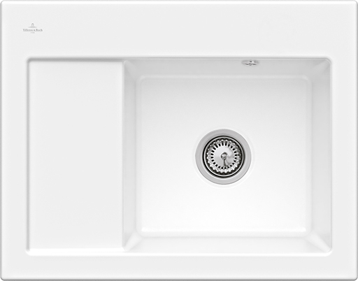 Villeroy & Boch Subway 45 Compact Évier à encastrer inclus Vidage avec vidage manuel, en Céramique, 650x510mm, Blanc CeramicPlus