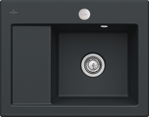Villeroy & Boch Subway 45 Compact Built-in sink included Waste system with pop-up waste system, of Ceramic, 650x510mm, Pure Black