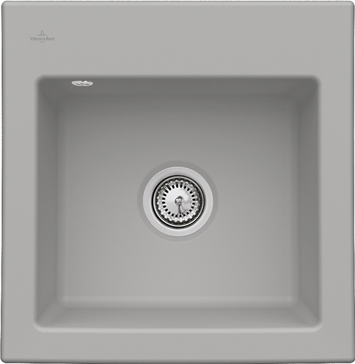 Villeroy & Boch Subway 50 S flat flächenbündige Spüle inklusive Ablaufgarnitur mit Excenterbetätigung, aus Keramik, 490x475mm, Fossil CeramicPlus