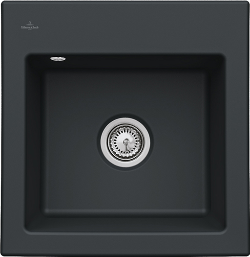 Villeroy & Boch Subway 50 S Évier à encastrer inclus Vidage avec vidage manuel, en Céramique, 525x510mm, Pure Black