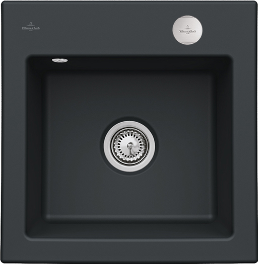 Villeroy & Boch Subway 50 S Built-in sink included Waste system with pop-up waste system, of Ceramic, 525x510mm, Pure Black