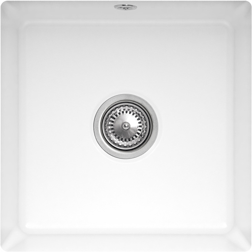 Villeroy & Boch Subway 50 SU Onderbouwspoelbak inclusief Afvoergarnituur met afvoergarnituur met handbediening, van Keramiek, 440x440mm, White Alpine CeramicPlus