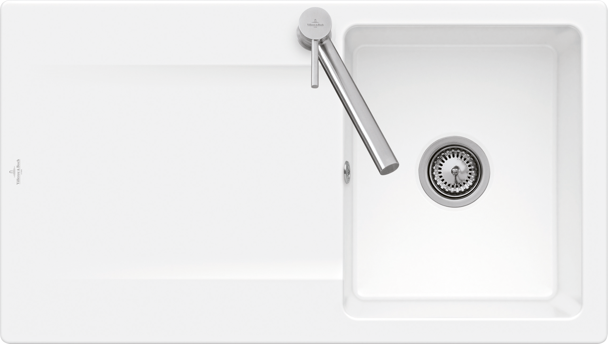 Villeroy & Boch Siluet 50 Évier à encastrer inclus Vidage avec vidage manuel, en TitanCeram, 900x510mm, Blanc CeramicPlus