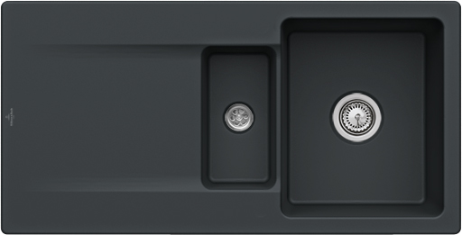 Villeroy & Boch Siluet 60 R Évier à encastrer inclus Vidage avec vidage manuel, en TitanCeram, 1000x510mm, Pure Black
