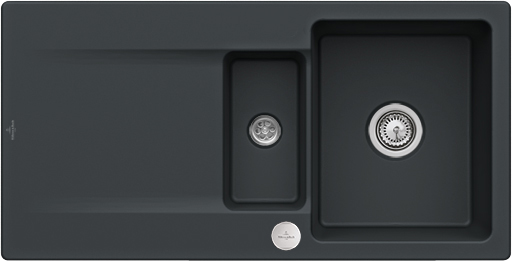 Villeroy & Boch Siluet 60 R flat Flush-mounted sink included Waste system with pop-up waste system, of TitanCeram, 980x490mm, Pure Black