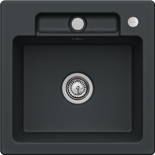 Villeroy & Boch Siluet 50 S Built-in sink included Waste system with pop-up waste system, of TitanCeram, 510x510mm, Pure Black