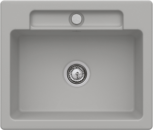 Villeroy & Boch Siluet 60 S Built-in sink included Waste system with pop-up waste system, of TitanCeram, 600x510mm, Fossil CeramicPlus