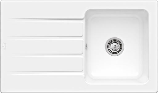Villeroy & Boch Architectura 50 Inbouwspoelbak inclusief Afvoergarnituur met afvoergarnituur met handbediening, van Keramiek, 860x510mm, White Alpine CeramicPlus