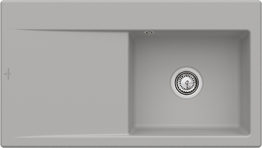 Villeroy & Boch Subway Style 50 Inbouwspoelbak inclusief Afvoergarnituur met afvoergarnituur met handbediening, van Keramiek, 900x510mm, Fossil CeramicPlus