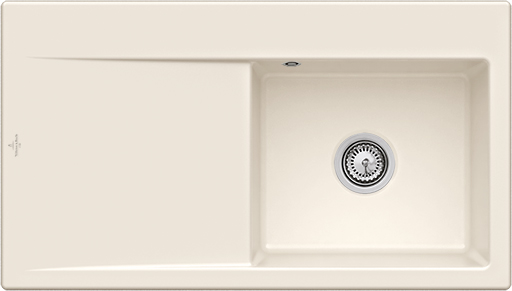 Villeroy & Boch Subway Style 50 Flat Flush-mounted sink included Waste system with basket strainer waste, of Ceramic, 880x490mm, Crema CeramicPlus