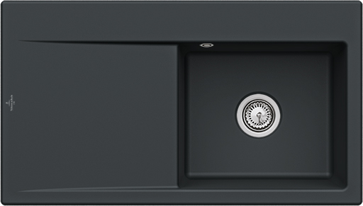 Villeroy & Boch Subway Style 50 Évier à encastrer inclus Vidage avec vidage manuel, en Céramique, 900x510mm, Pure Black