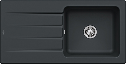 Villeroy & Boch Architectura 60 Évier à encastrer inclus Vidage avec vidage manuel, en Céramique, 1000x510mm, Pure Black
