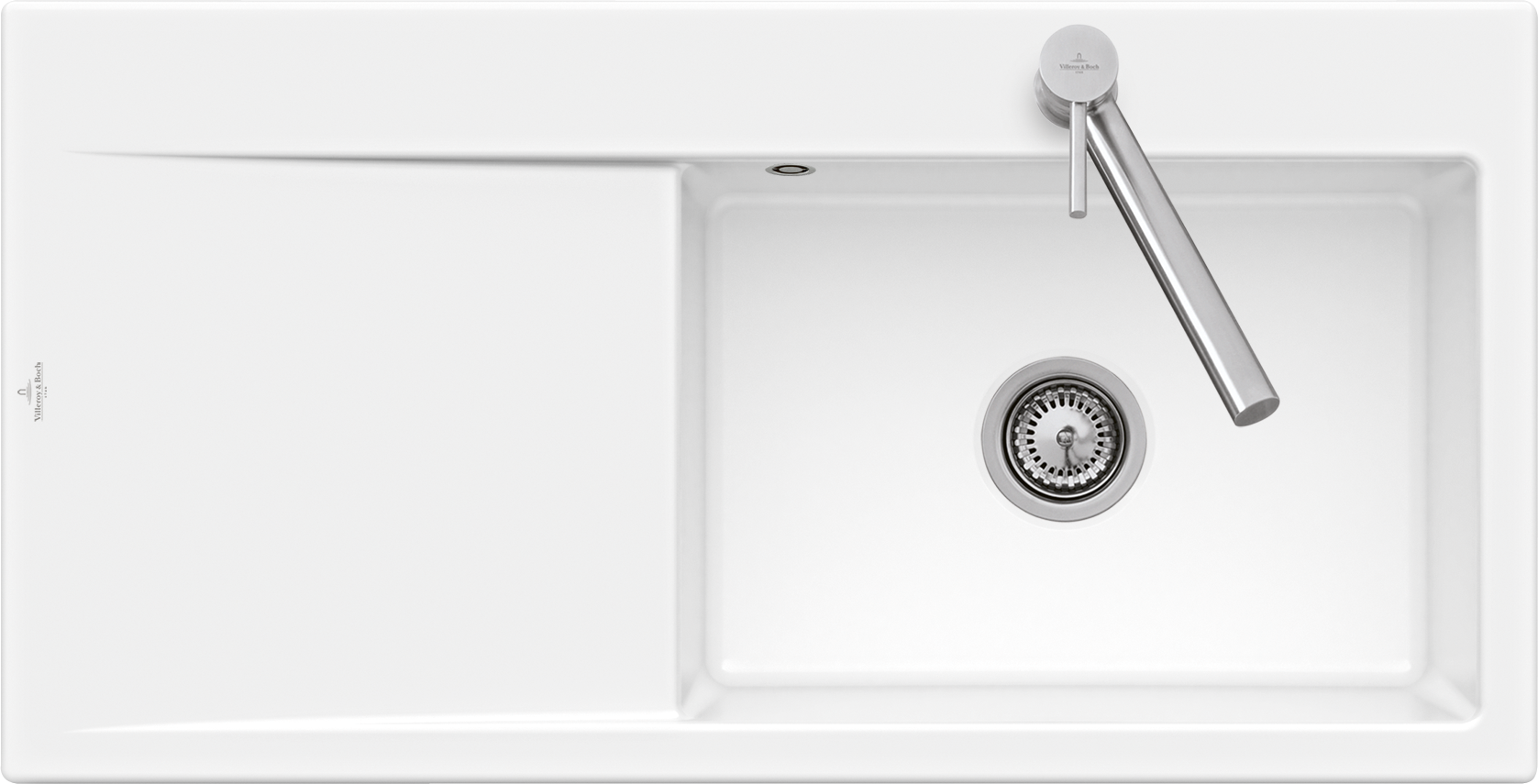 Villeroy & Boch Subway Style 60 Built-in sink included Waste system with basket strainer waste, of Ceramic, 1000x510mm, White Alpin CeramicPlus