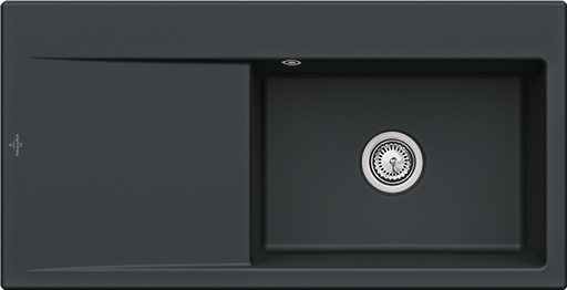 Villeroy & Boch Subway Style 60 Évier à encastrer inclus Vidage avec vidage manuel, en Céramique, 1000x510mm, Pure Black