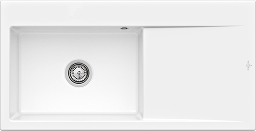 Villeroy & Boch Subway Style 60 Flat Vlakinbouw spoelbak inclusief Afvoergarnituur met afvoergarnituur met handbediening, van Keramiek, 980x490mm, White Alpine CeramicPlus