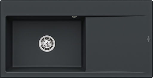 Villeroy & Boch Subway Style 60 Évier à encastrer inclus Vidage avec vidage manuel, en Céramique, 1000x510mm, Pure Black