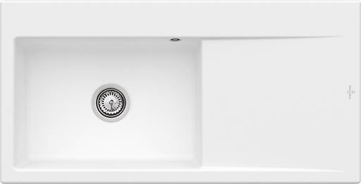 Villeroy & Boch Subway Style 60 Inbouwspoelbak inclusief Afvoergarnituur met afvoergarnituur met handbediening, van Keramiek, 1000x510mm, Stone White CeramicPlus