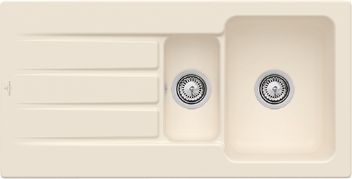 Villeroy & Boch Architectura 60 XR Zlewozmywak nablatowy włącznie Zestaw odpływowy wraz z odpływ manualny, z Ceramika, 1000x510mm, Ivory CeramicPlus