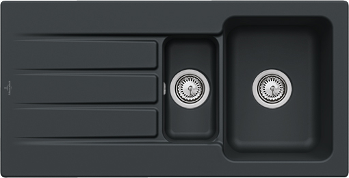Villeroy & Boch Architectura 60 XR Évier à encastrer inclus Vidage avec vidage manuel, en Céramique, 1000x510mm, Pure Black