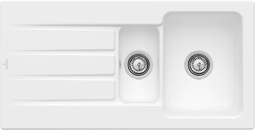 Villeroy & Boch Architectura 60 XR Einbauspüle inklusive Ablaufgarnitur mit Handbetätigung, aus Keramik, 1000x510mm, Stone White CeramicPlus
