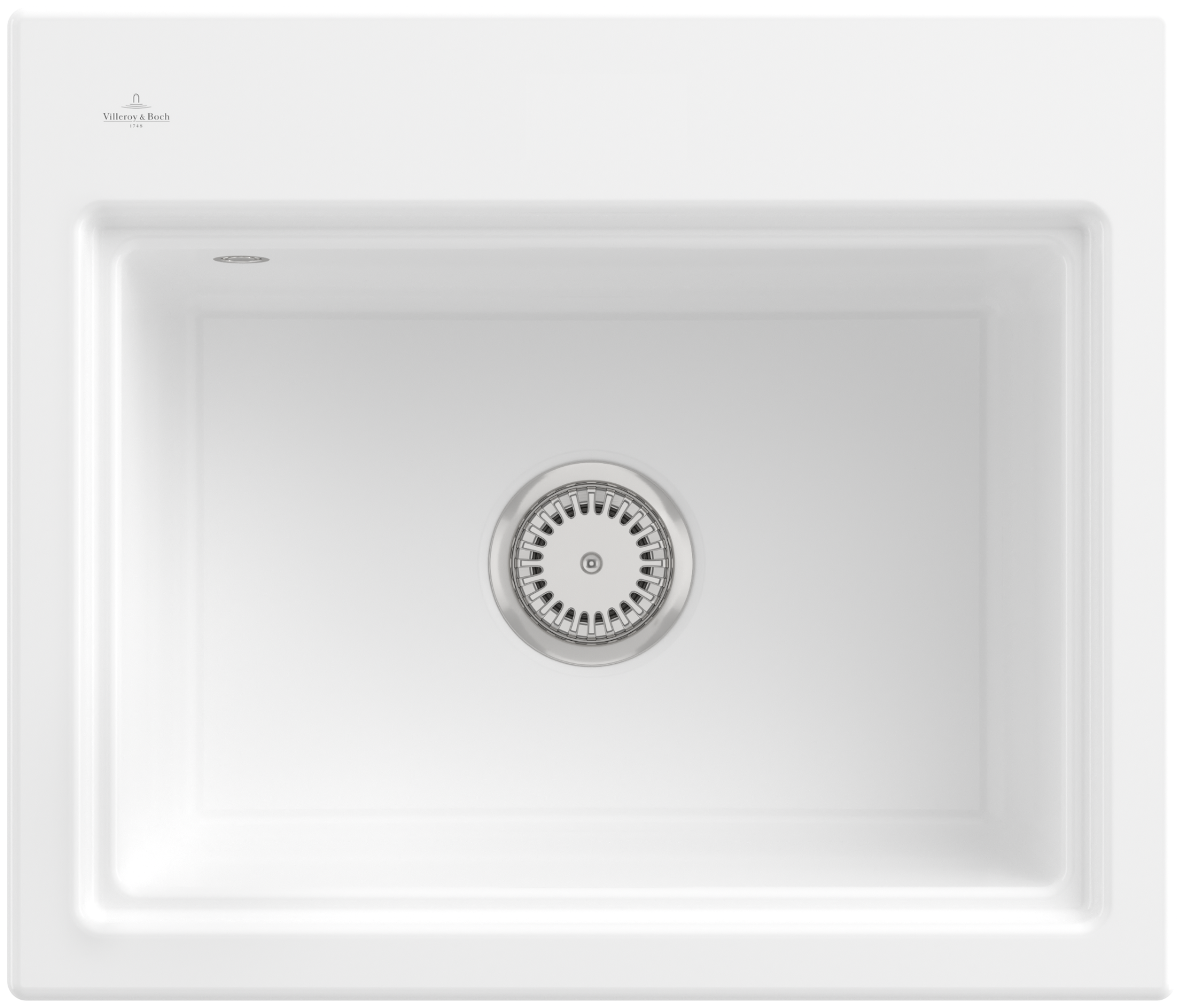 Villeroy & Boch Subway Style 60 S Zlewozmywak nablatowy włącznie Zestaw odpływowy wraz z odpływ manualny, z Ceramika, 600x510mm, Snow White CeramicPlus