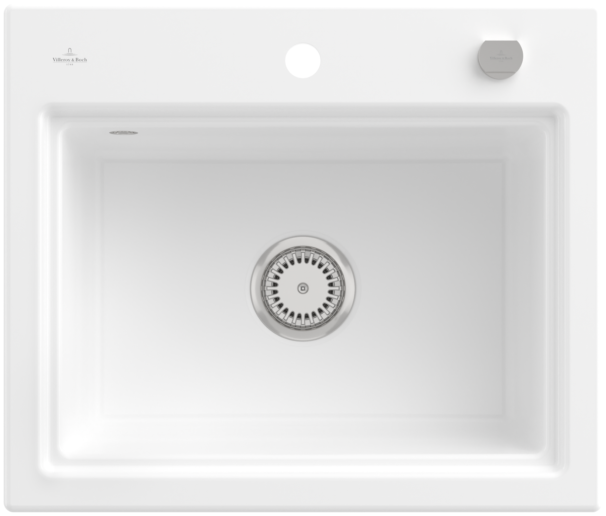 Villeroy & Boch Subway Style 60 S Built-in sink included Waste system with pop-up waste system, of Ceramic, 600x510mm, White Alpin CeramicPlus