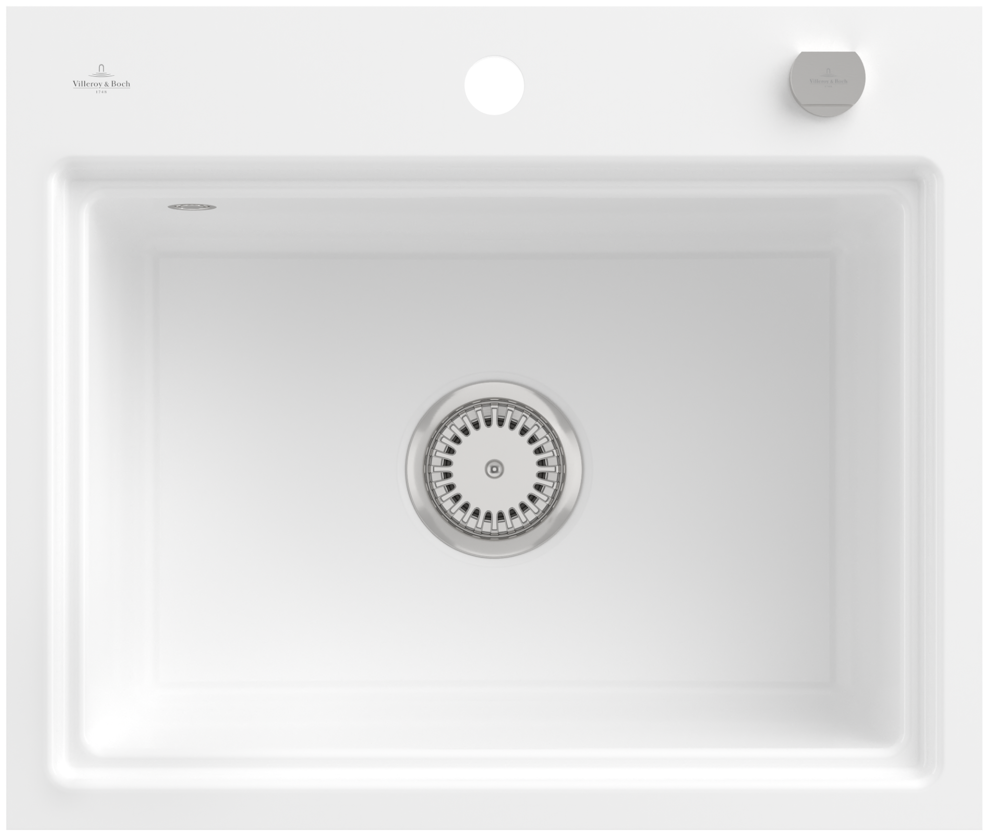 Villeroy & Boch Subway Style 60 S Flat Flush-mounted sink included Waste system with pop-up waste system, of Ceramic, 600x510mm, White Alpin CeramicPlus
