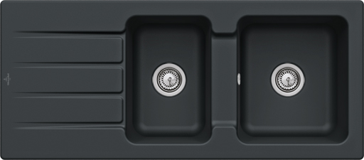 Villeroy & Boch Architectura 80 Évier à encastrer inclus Vidage avec vidage manuel, en Céramique, 1160x510mm, Pure Black