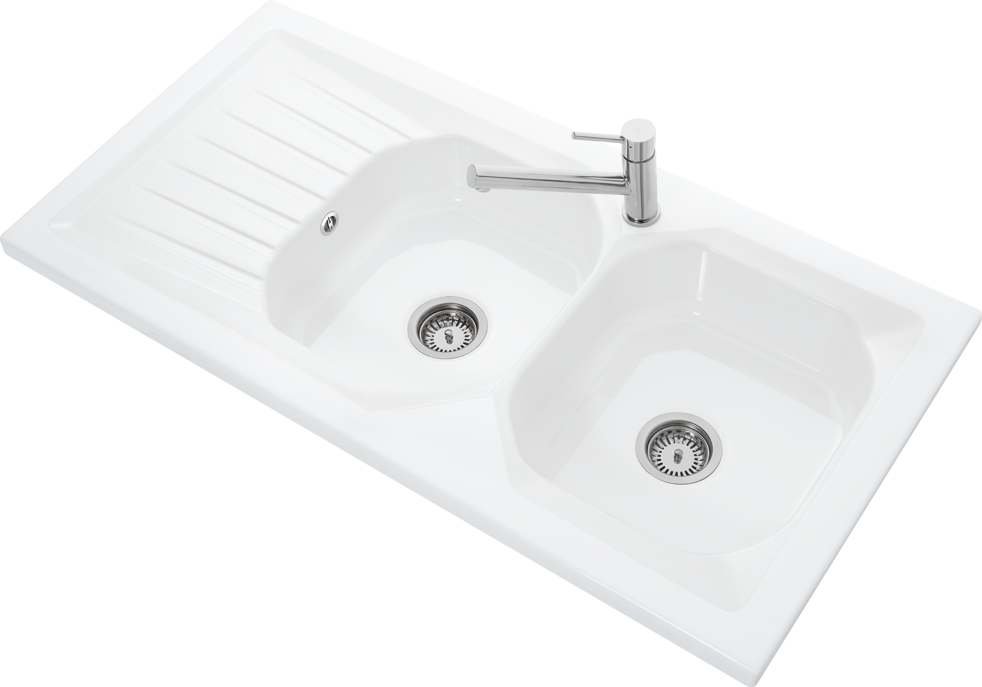 Villeroy & Boch Windsor Plus Lay-On Kitchen Sink included Waste system with basket strainer waste, of Ceramic, 1200x600mm, White Alpin