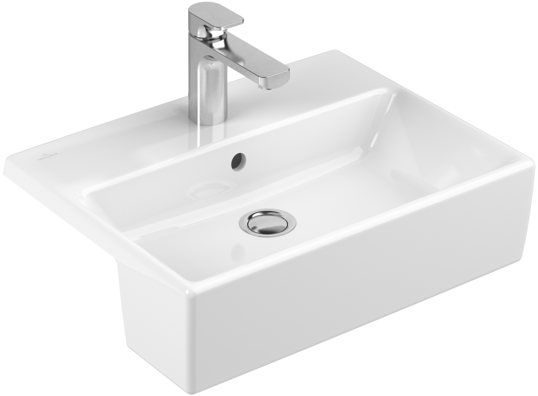 Villeroy & Boch Memento Semi-recessed washbasin, 550x420x160mm, with overflow, White Alpin