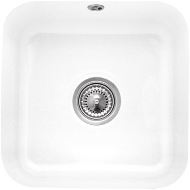 Villeroy & Boch Cisterna 50 Onderbouwspoelbak inclusief Afvoergarnituur met afvoergarnituur met handbediening, van Keramiek, 445x445mm, White Alpine CeramicPlus