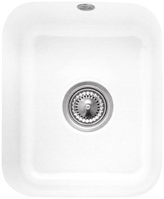 Villeroy & Boch Cisterna 45 Onderbouwspoelbak inclusief Afvoergarnituur met afvoergarnituur met handbediening, van Keramiek, 370x435mm, White Alpine CeramicPlus