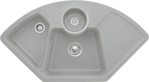 Villeroy & Boch Solo d'angle Évier d'angle inclus Vidage avec vidage manuel, en Céramique, 1075x600mm, Fossil CeramicPlus