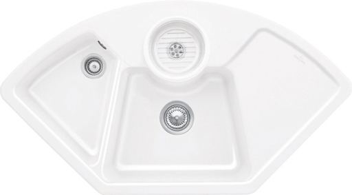 Villeroy & Boch Solo d'angle Évier d'angle inclus Vidage avec vidage manuel, en Céramique, 1075x600mm, Blanc CeramicPlus