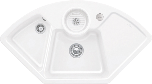 Villeroy & Boch Solo corner Corner sink included Waste system with pop-up waste system, of Ceramic, 1075x600mm, Snow White CeramicPlus