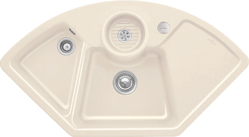 Villeroy & Boch Solo Corner Zlewozmywak narożny włącznie Zestaw odpływowy wraz z odpływ automatyczny, z Ceramika, 1075x600mm, Crema CeramicPlus