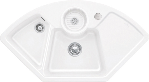 Villeroy & Boch Solo corner Corner sink included Waste system with pop-up waste system, of Ceramic, 1075x600mm, White Alpin CeramicPlus