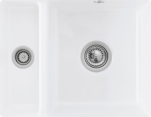 Villeroy & Boch Subway 60 XU Unterbauspüle inklusive Ablaufgarnitur mit Excenterbetätigung, aus Keramik, 545x440mm, Stone White CeramicPlus