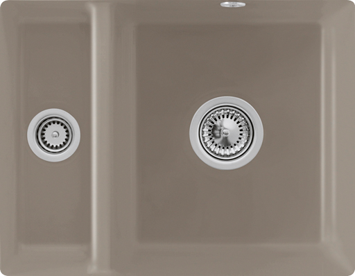 Villeroy & Boch Subway 60 XU Onderbouwspoelbak inclusief Afvoergarnituur met afvoergarnituur met wastebediening, van Keramiek, 545x440mm, Timber CeramicPlus
