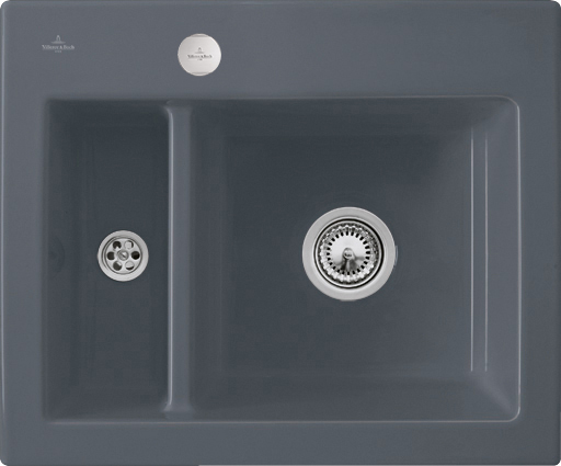 Villeroy & Boch Subway 60 XM Built-in sink included Waste system with pop-up waste system, of Ceramic, 620x510mm, Pure Black