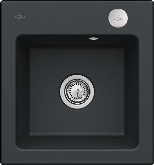Villeroy & Boch Subway 45 XS Built-in sink included Waste system with pop-up waste system, of Ceramic, 475x510mm, Pure Black