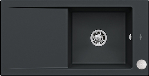 Villeroy & Boch Timeline 60 flat Flush-mounted sink included Waste system with pop-up waste system, of Ceramic, 965x475mm, Pure Black