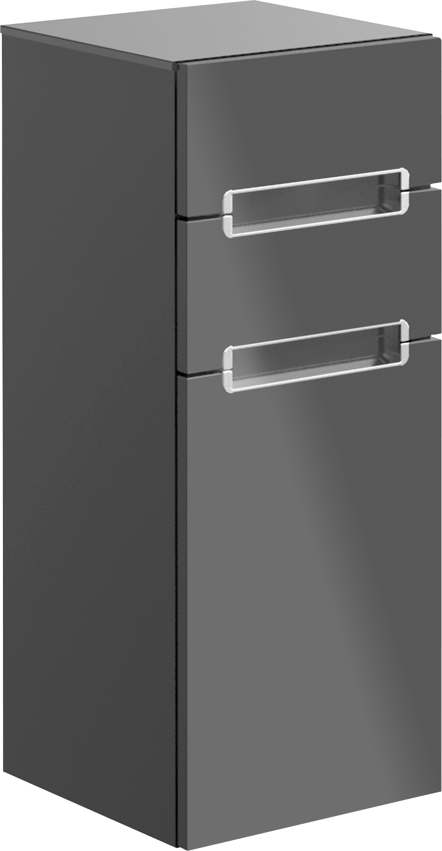 Villeroy & Boch Subway 2.0 Seitenschrank, 2 Schubladen, 350x860x370mm, Korpus: Volcano Black, Front: Volcano Black