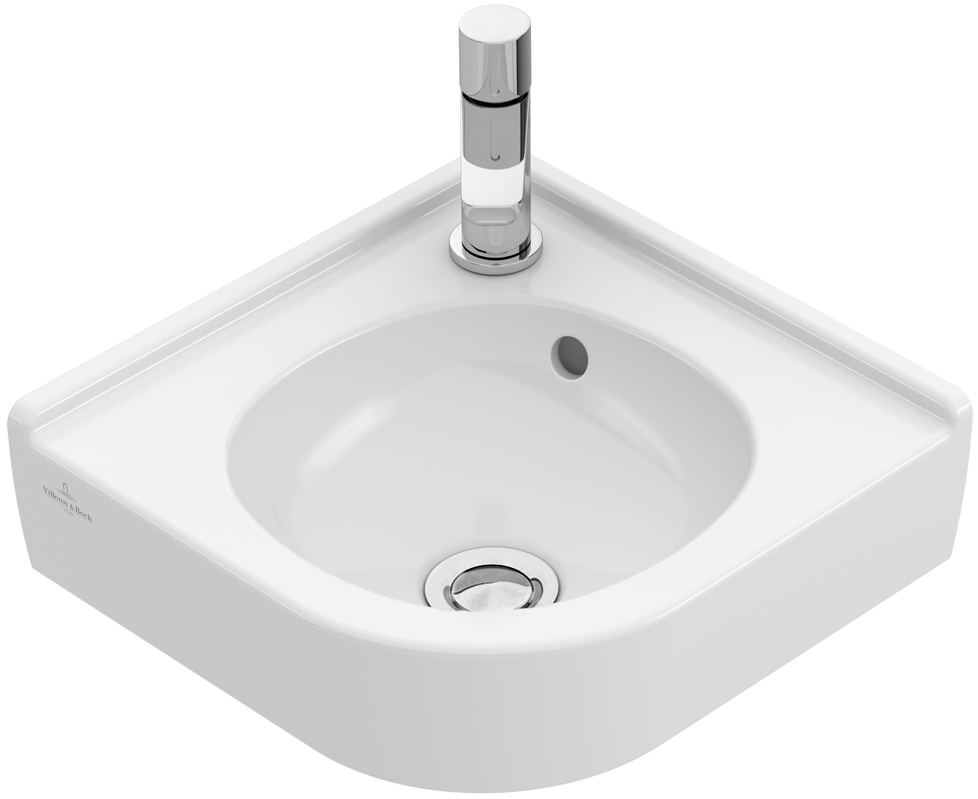 Villeroy & Boch O.novo Hoekfontein, 400x320x145mm, met overloop, White Alpine CeramicPlus